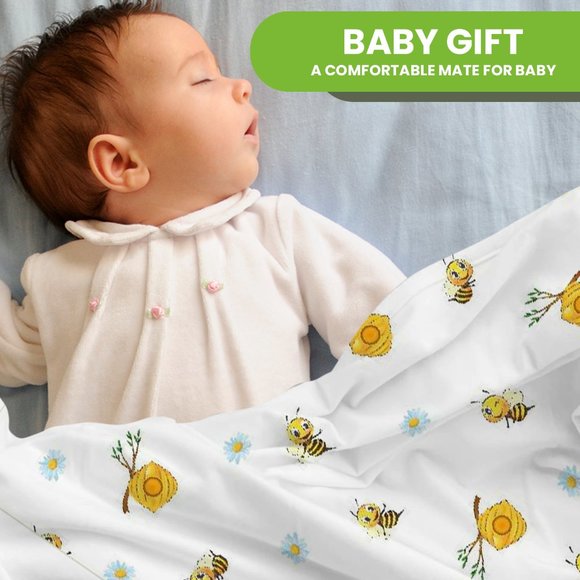 Swaddling Blanket for Newborn Baby Super Soft 70% Bamboo 30% Cotton Bumble Bee - Picture 2 of 7